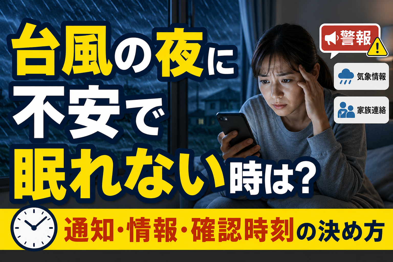 生成された画像：台風の夜の不安対策