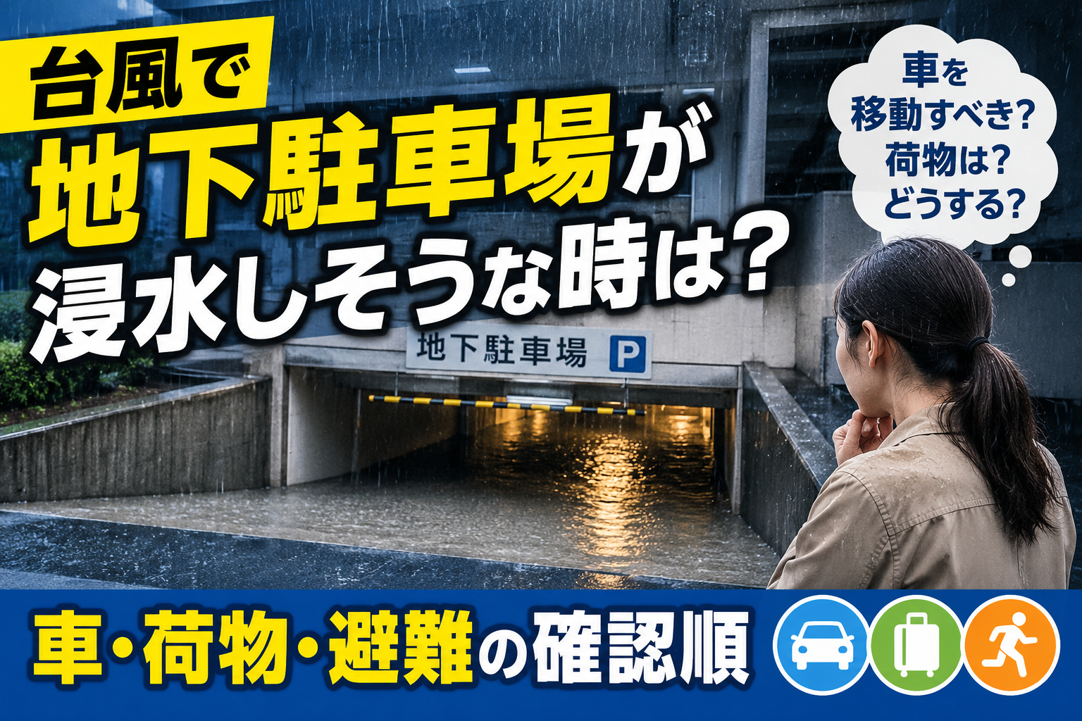 生成された画像：台風時の地下駐車場浸水対策