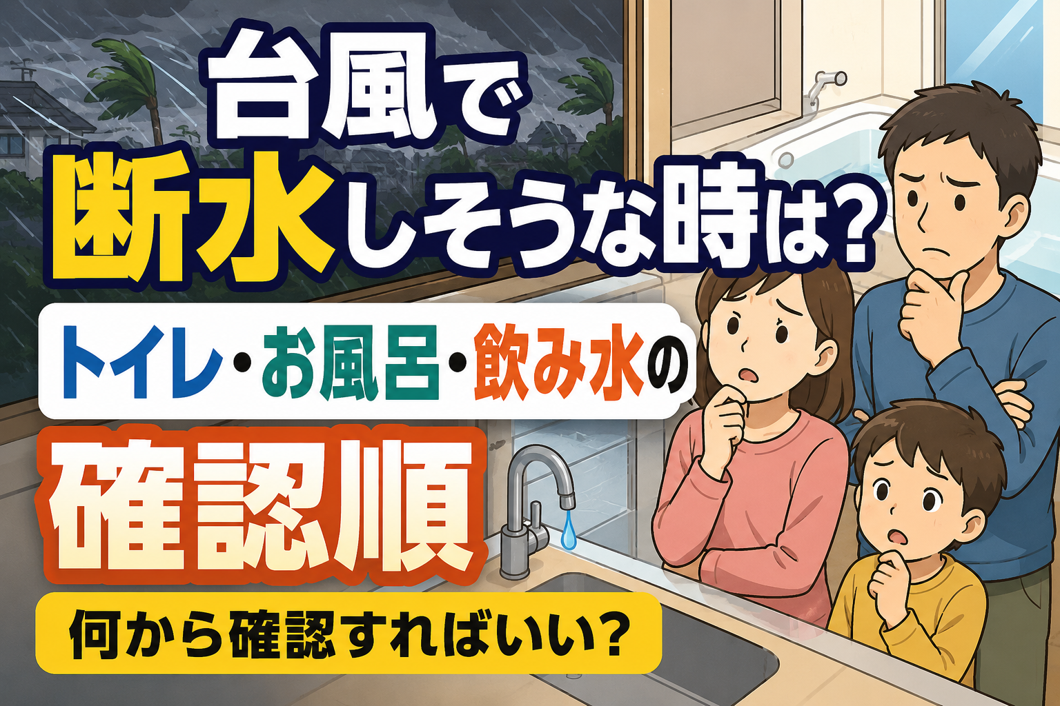 生成された画像：台風での断水対策