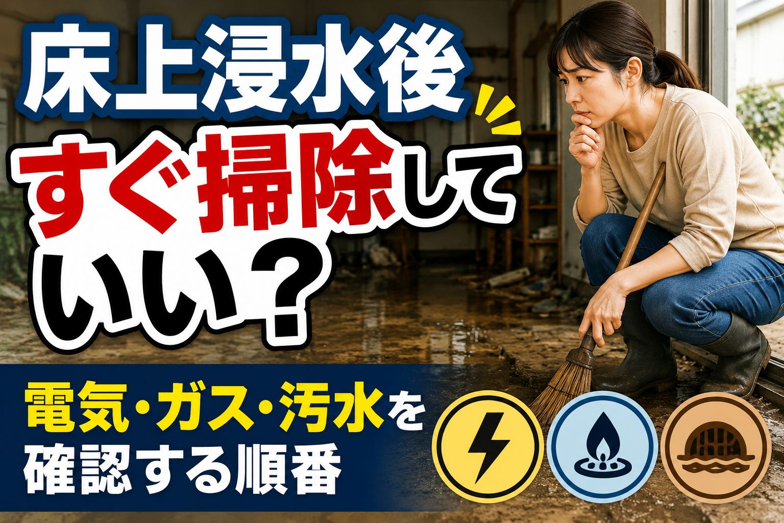 生成された画像：床上浸水後の掃除ガイド