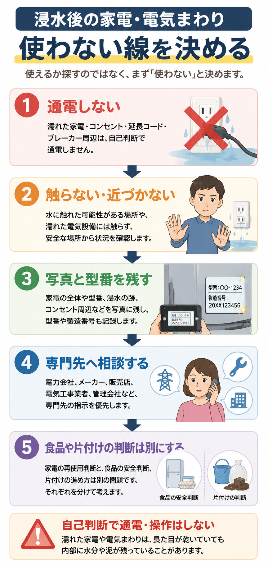 生成された画像：浸水後の家電・電気安全ガイド