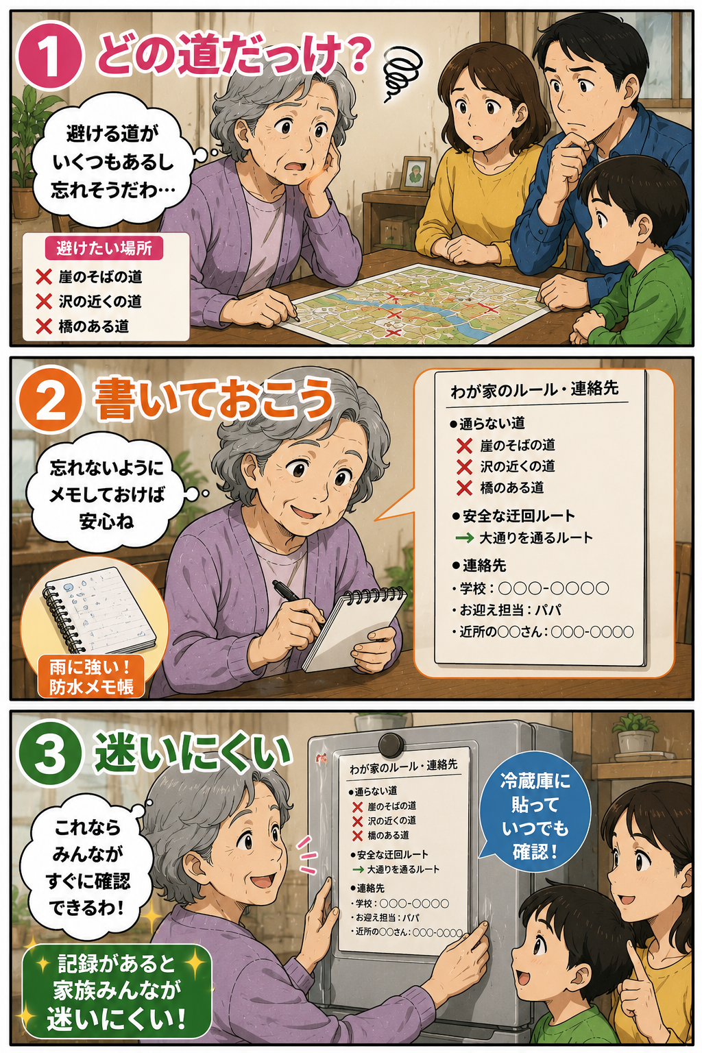 防水メモ帳を使って準備や確認の負担を減らす漫画