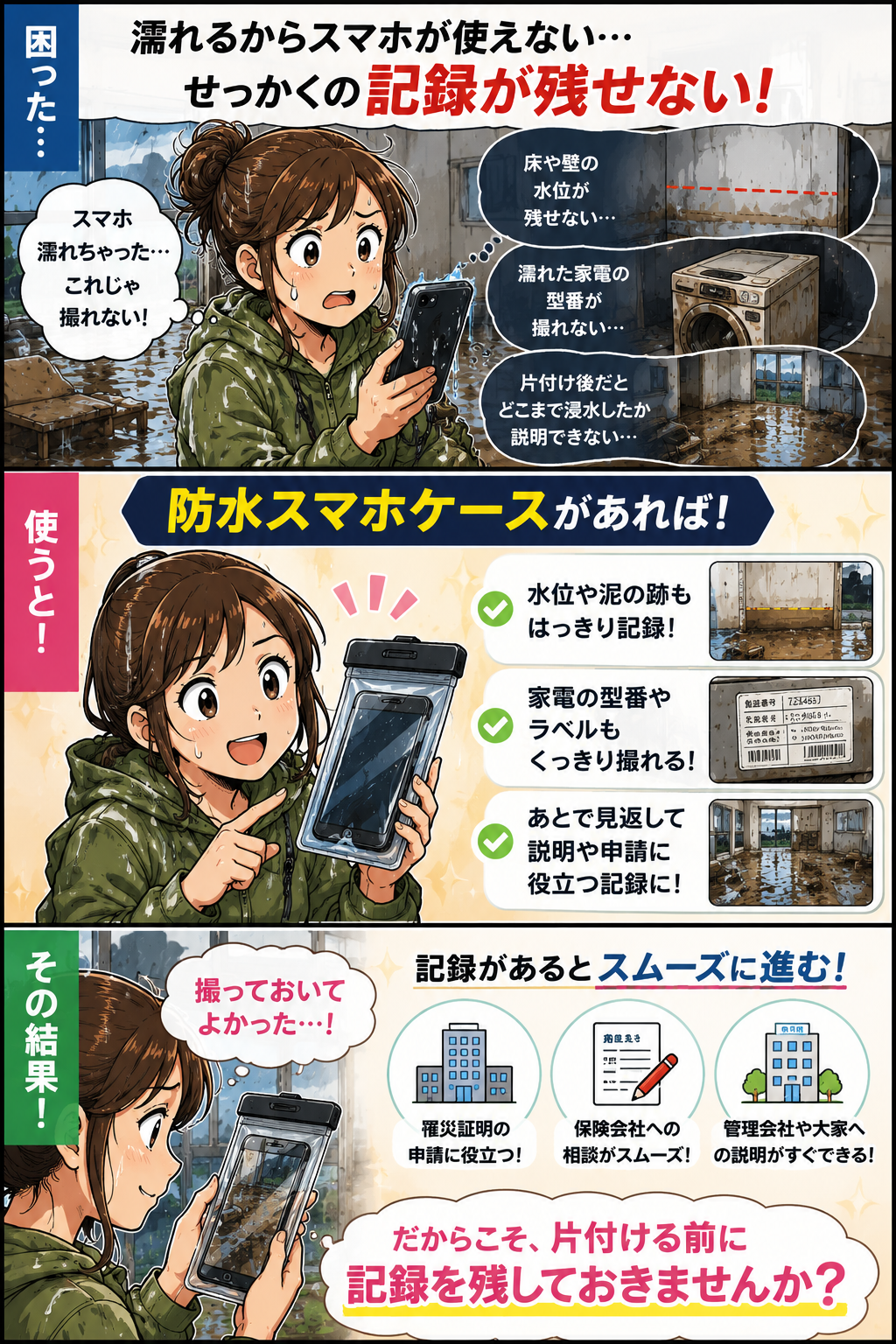 防水スマホケースの準備で軽くなる場面