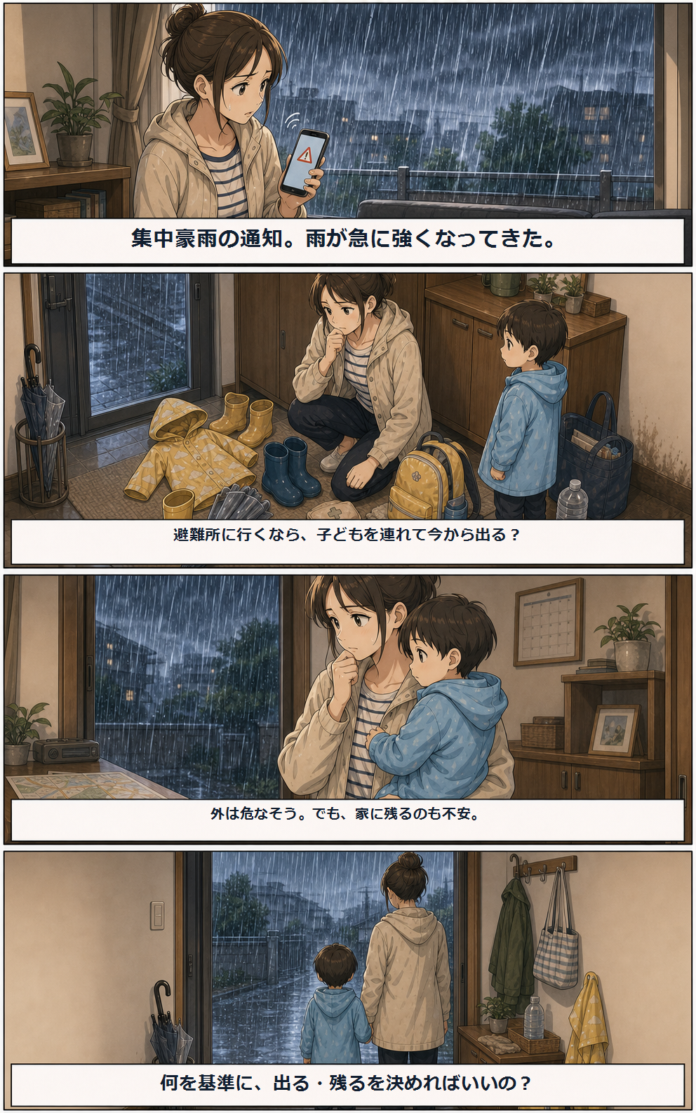 子連れ避難の冒頭4コマ